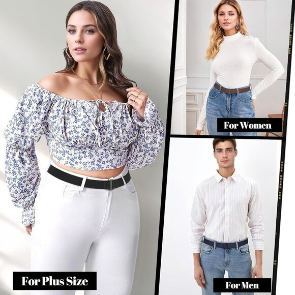 Women Elastic Adjustable Crop Top Belt No Show Flat Buckle Stretch main image 6